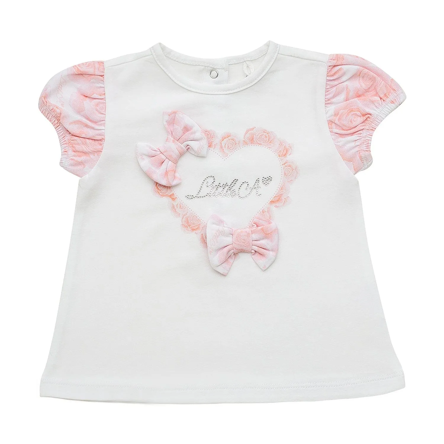 LITTLE A -Goldie Summer Bloom Rose Legging Set  - White