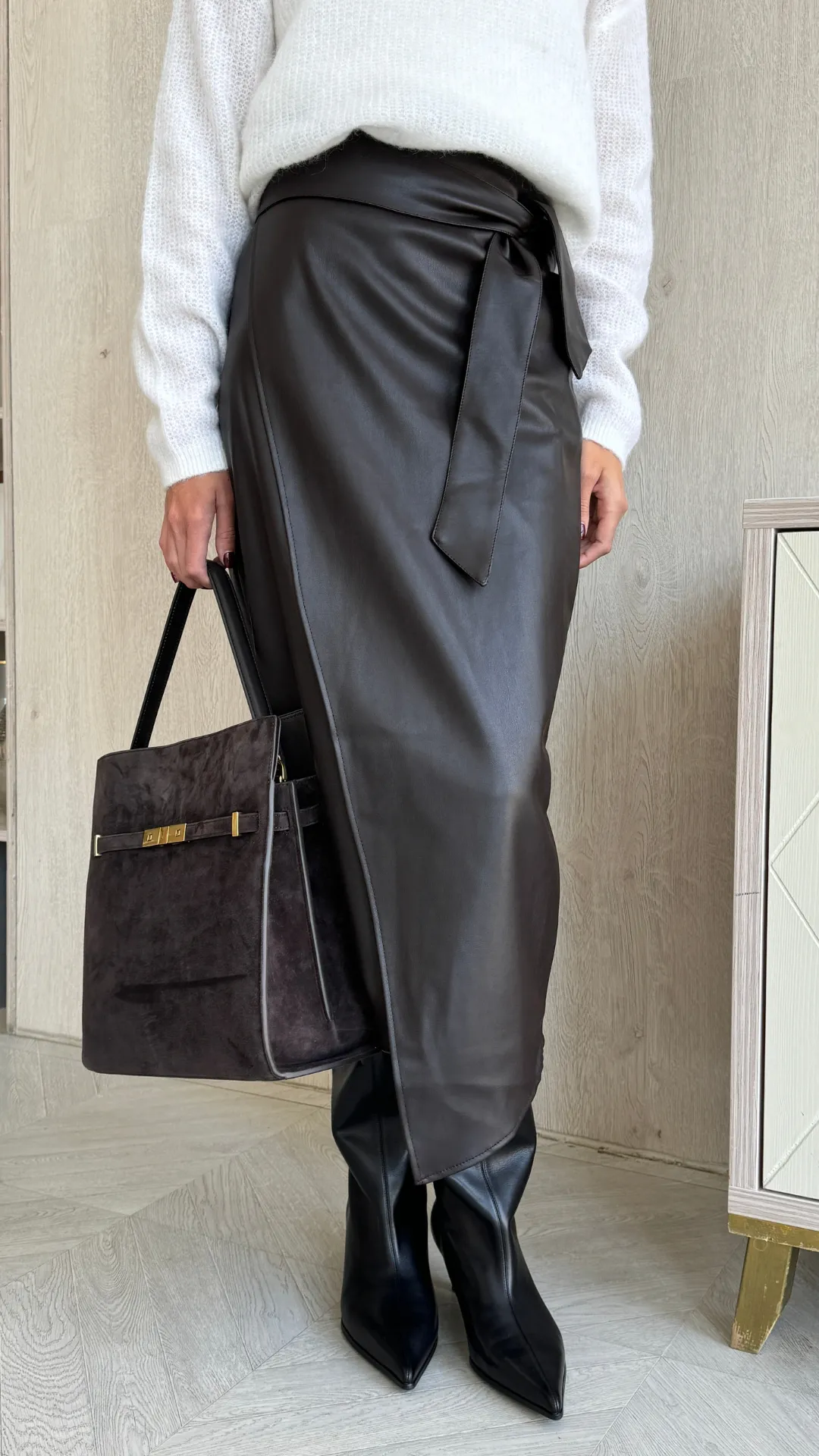 LIVIA WRAP SKIRT - ESPRESSO