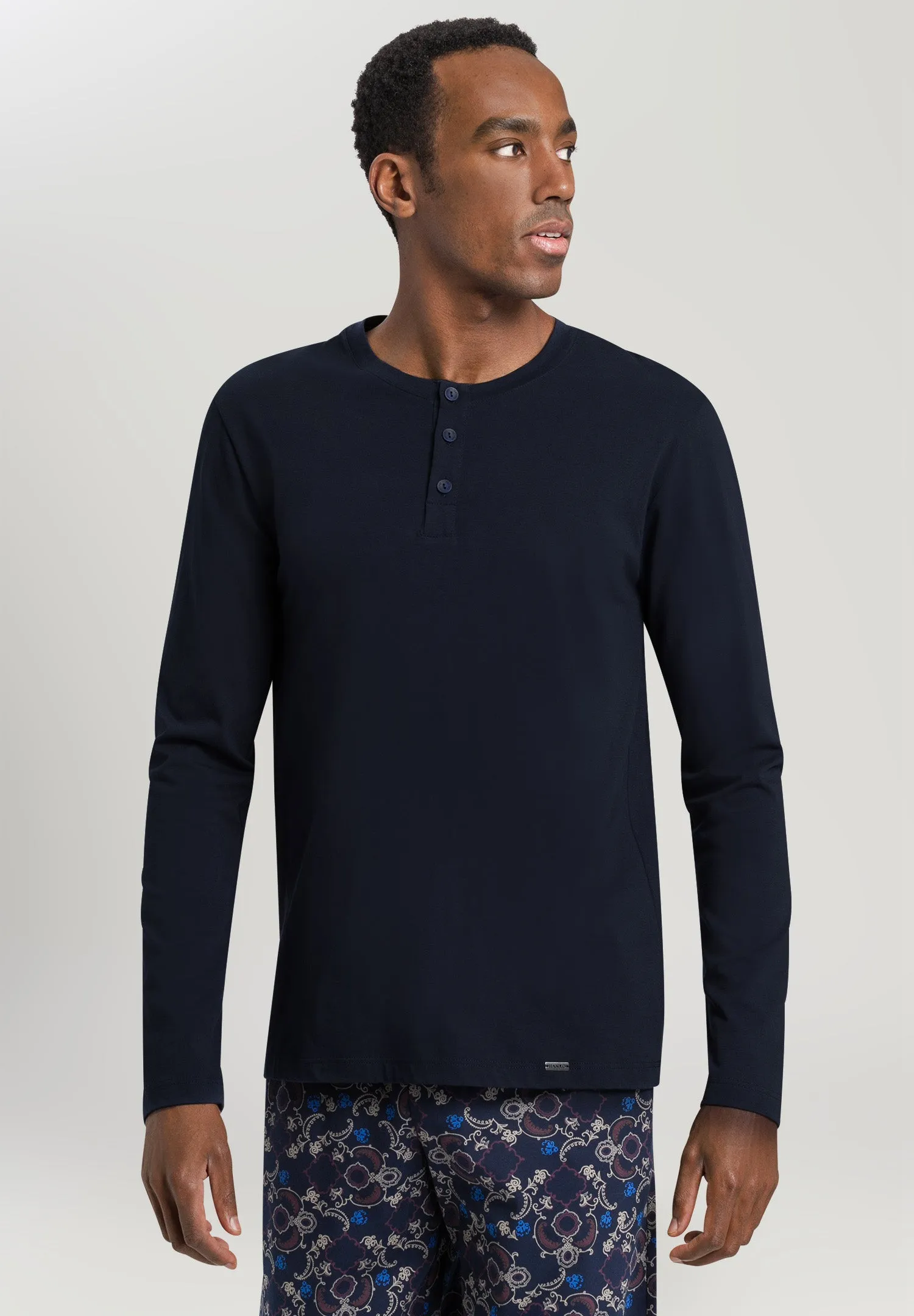 Living Shirts Cotton Henley Top | Deep Navy 75046-1610