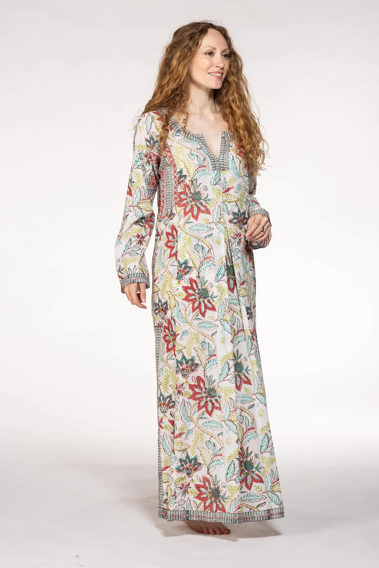 New Jugnu Kaftan Hand Block Printed In Pure Cotton SS24