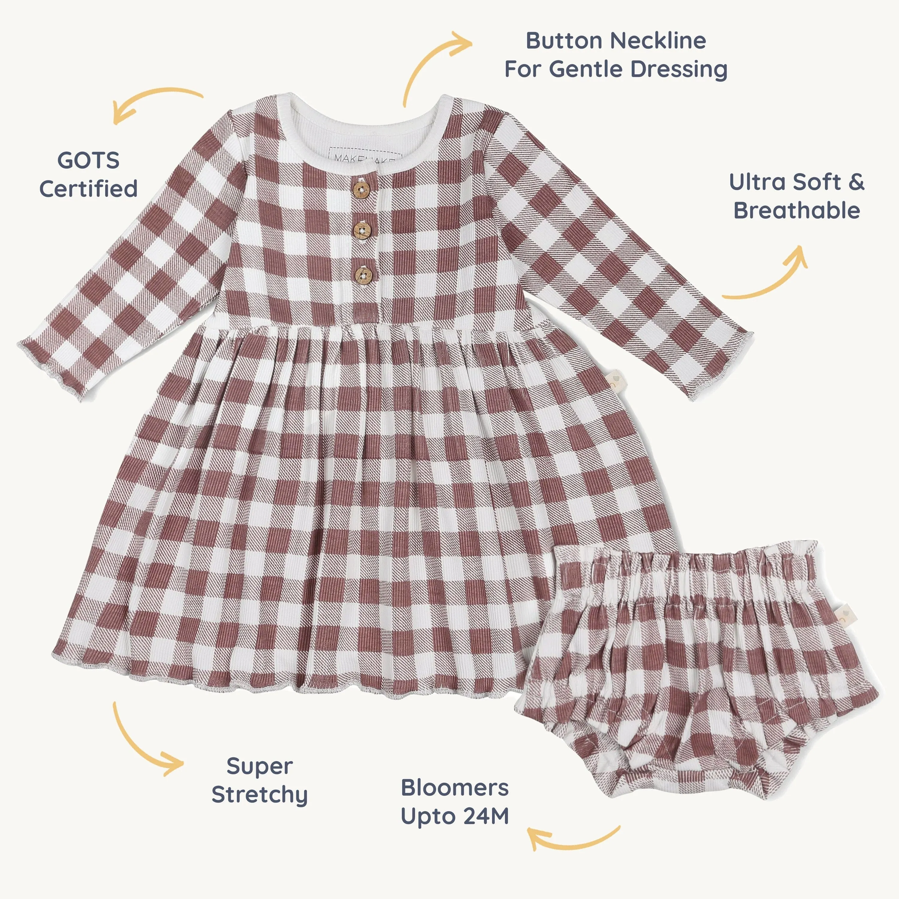Organic Twirl Dress | Plum Gingham