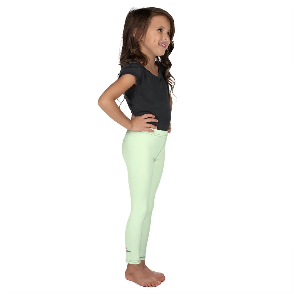 Pastel Green Kid's Leggings, Premium Fashion Tights For Boys & Girls-Made in USA/EU/MX