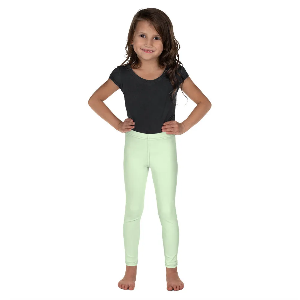 Pastel Green Kid's Leggings, Premium Fashion Tights For Boys & Girls-Made in USA/EU/MX