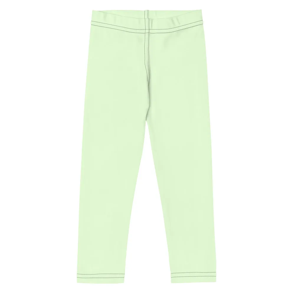 Pastel Green Kid's Leggings, Premium Fashion Tights For Boys & Girls-Made in USA/EU/MX