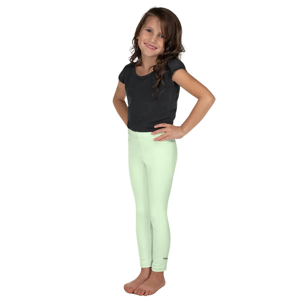 Pastel Green Kid's Leggings, Premium Fashion Tights For Boys & Girls-Made in USA/EU/MX