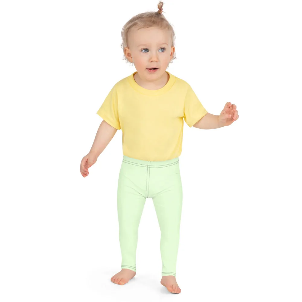 Pastel Green Kid's Leggings, Premium Fashion Tights For Boys & Girls-Made in USA/EU/MX