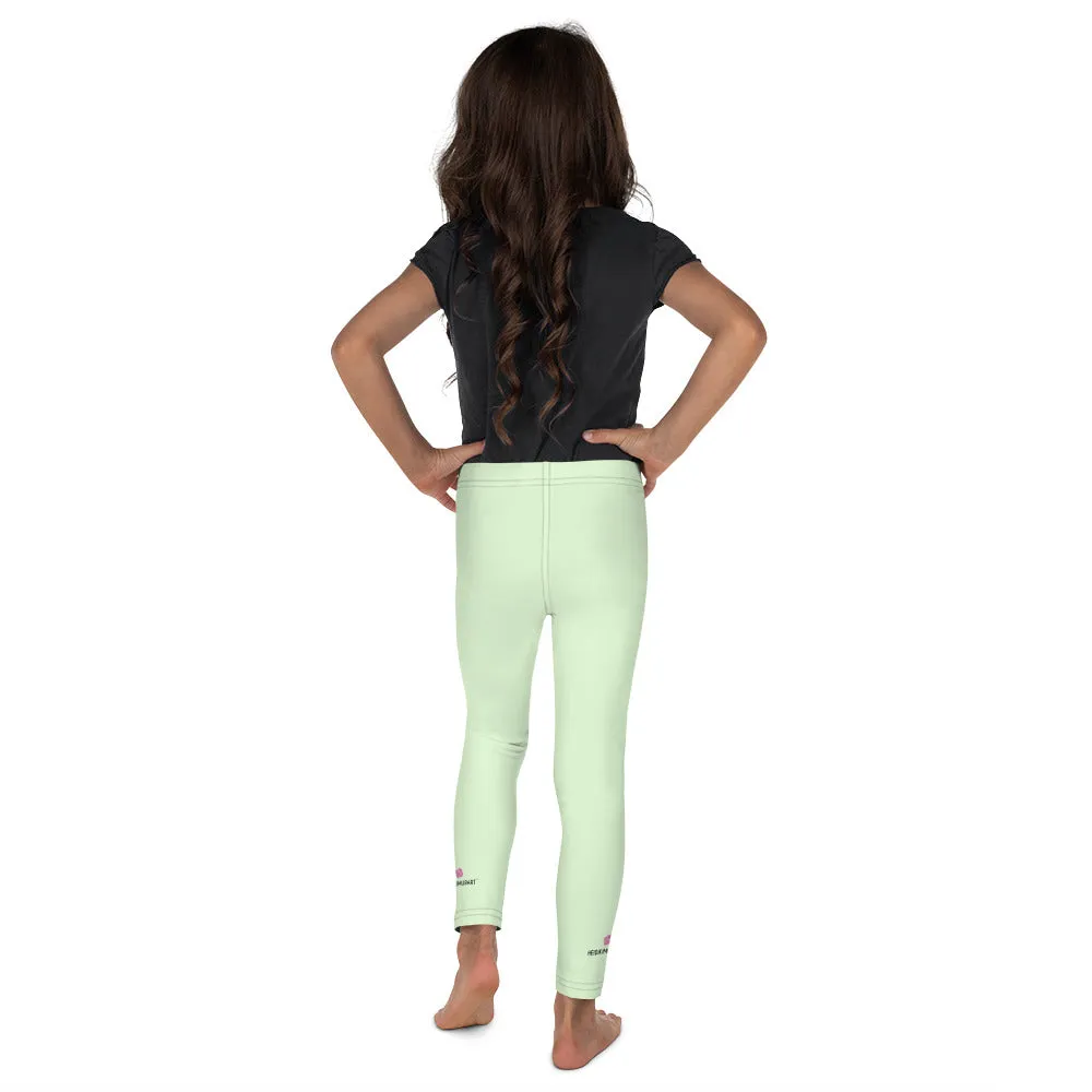 Pastel Green Kid's Leggings, Premium Fashion Tights For Boys & Girls-Made in USA/EU/MX