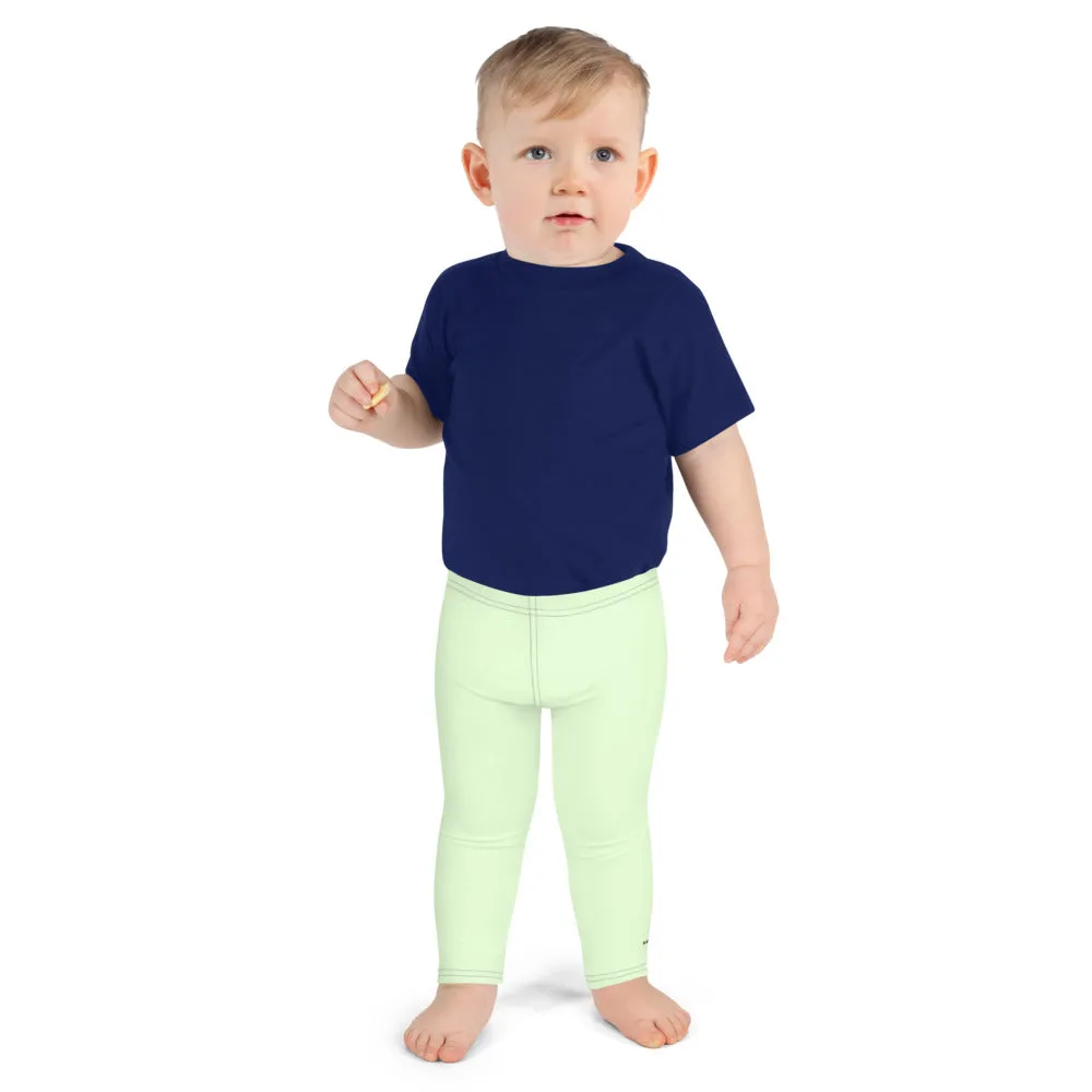 Pastel Green Kid's Leggings, Premium Fashion Tights For Boys & Girls-Made in USA/EU/MX