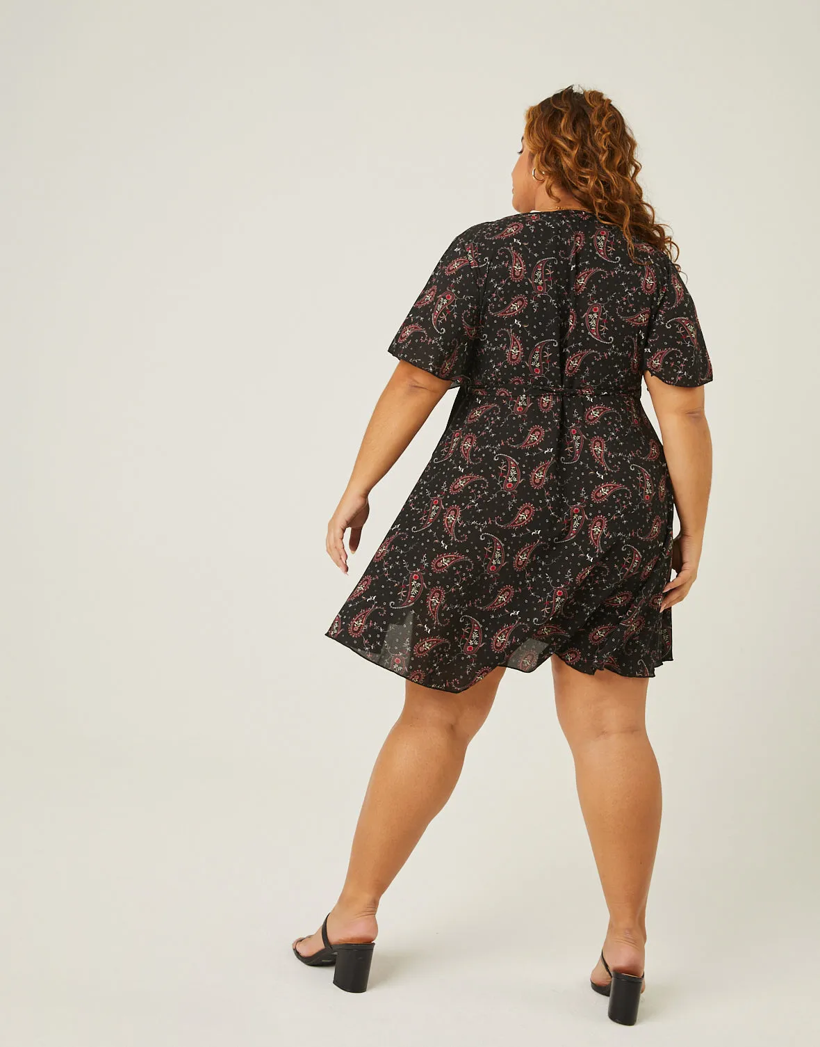 Plus Size Paisley Print Wrap Dress