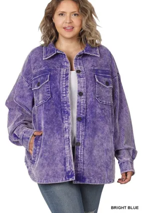 Plus Size Premium Vintage Oversized Corduroy Shacket