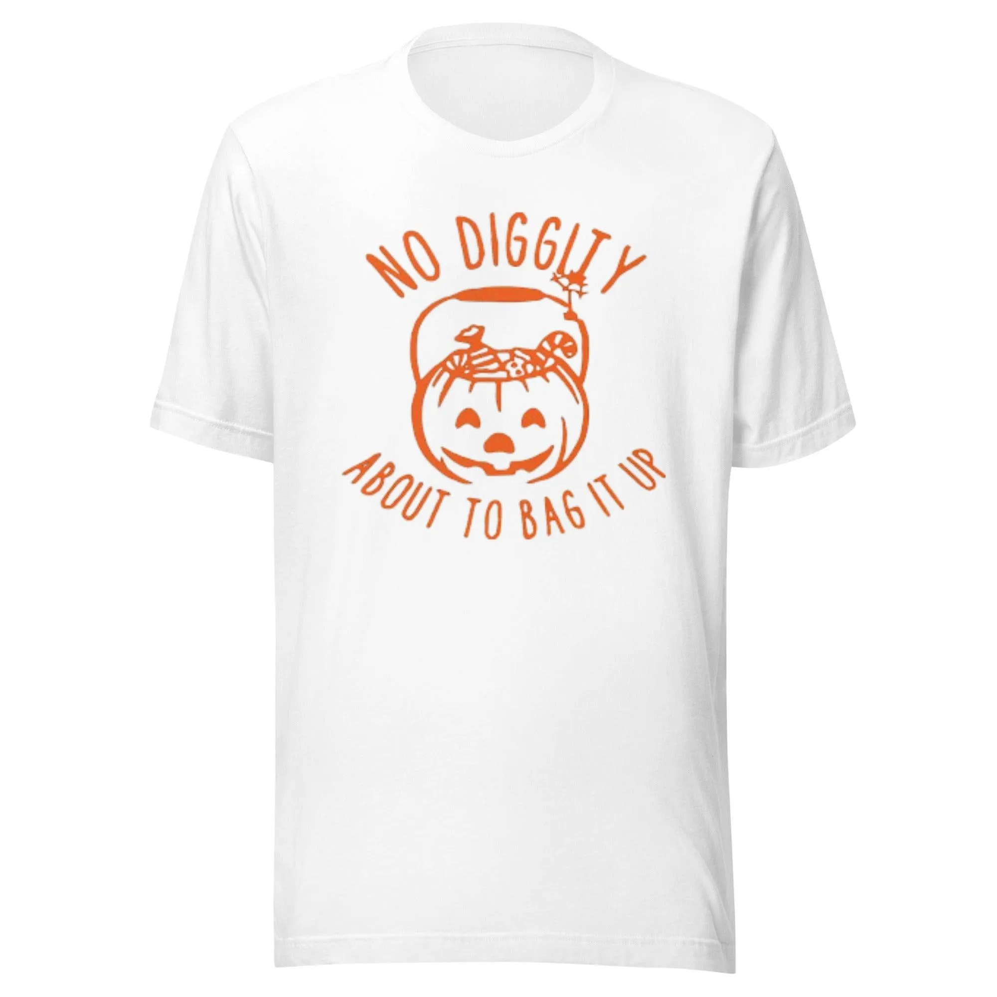 Pumpkin T-shirt No Diggity About To Bag It Up Short Sleeve Crew Neck Cotton Top