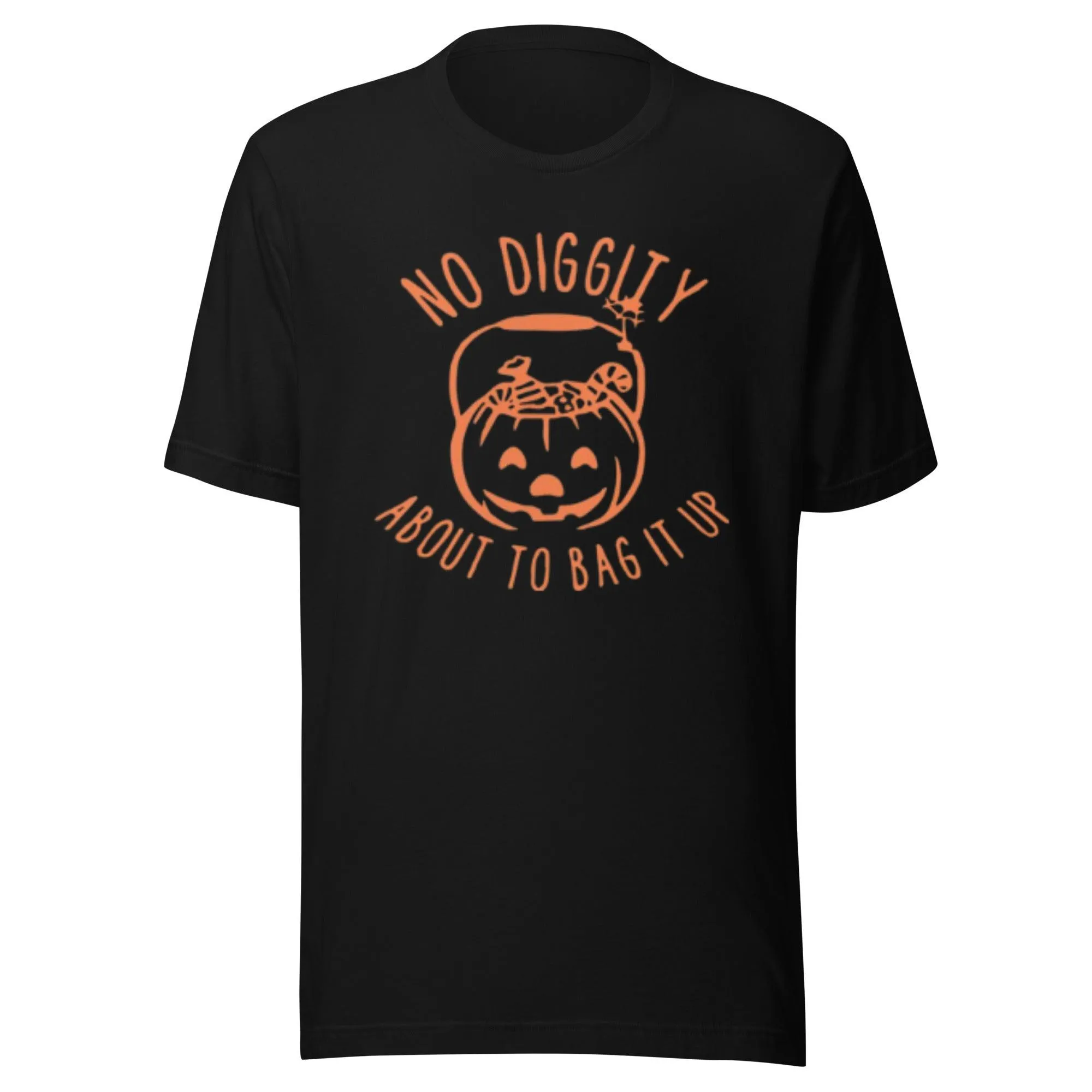 Pumpkin T-shirt No Diggity About To Bag It Up Short Sleeve Crew Neck Cotton Top
