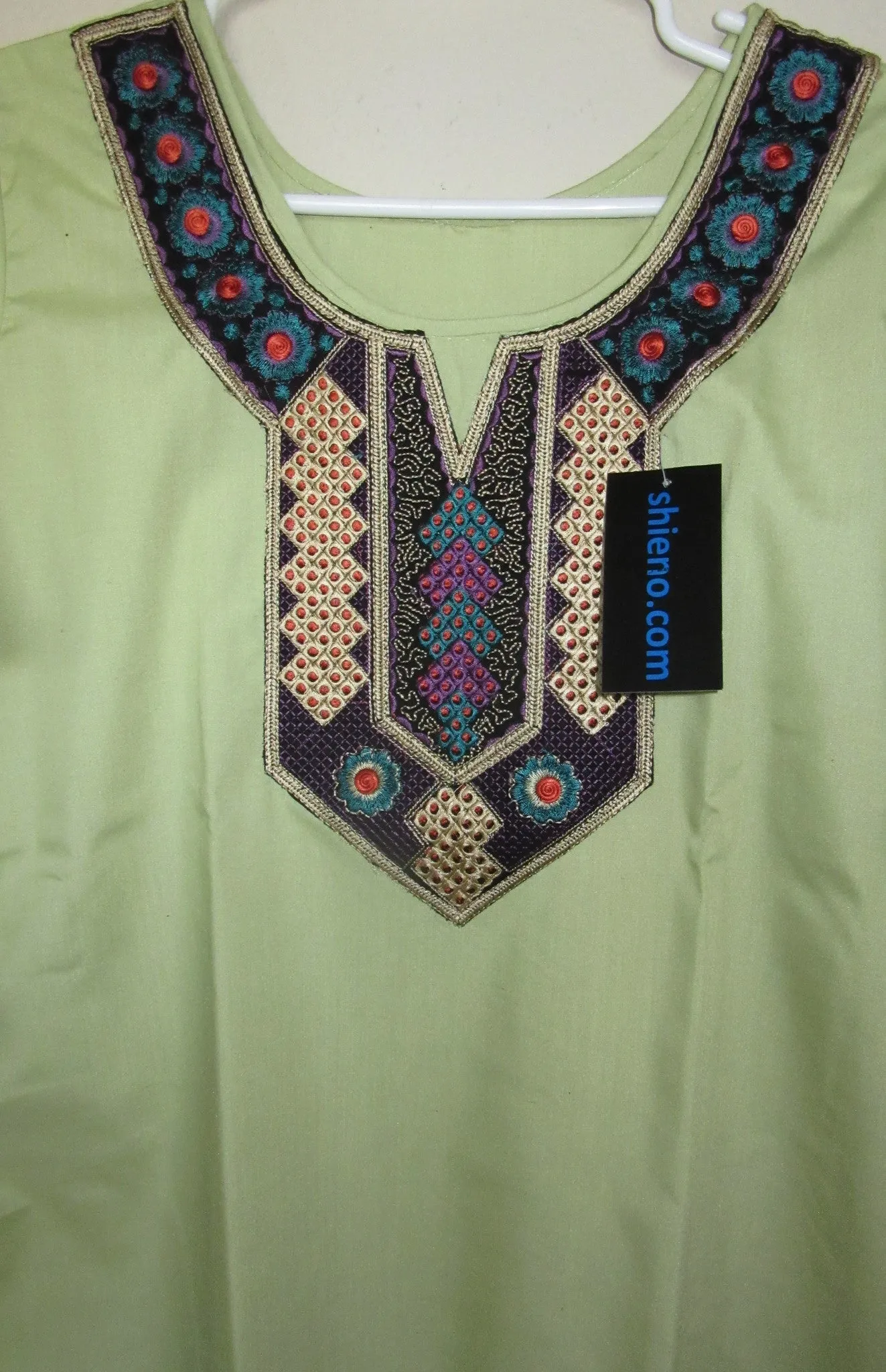 Punjibi Salwar Suit 7799 Olive Green Poly Cotton Embroideried Neckline Career Wear M Size
