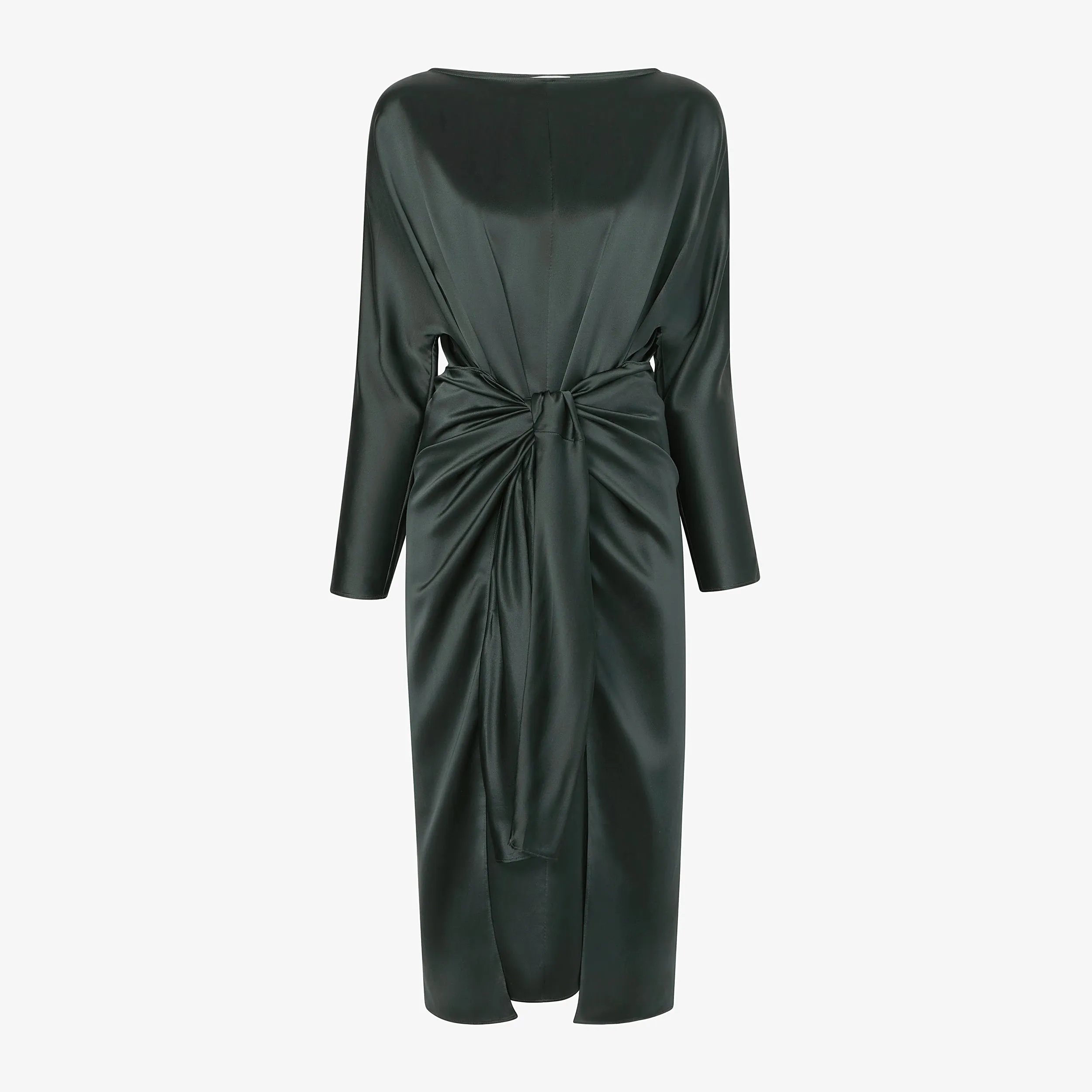 Rashmeen Dress - Washable Silk Charmeuse :: Hunter