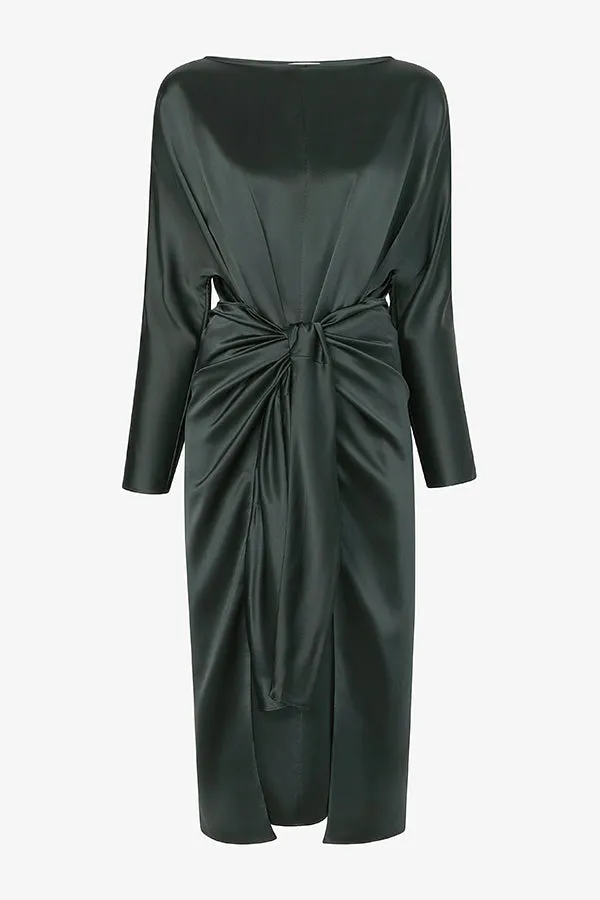 Rashmeen Dress - Washable Silk Charmeuse :: Hunter