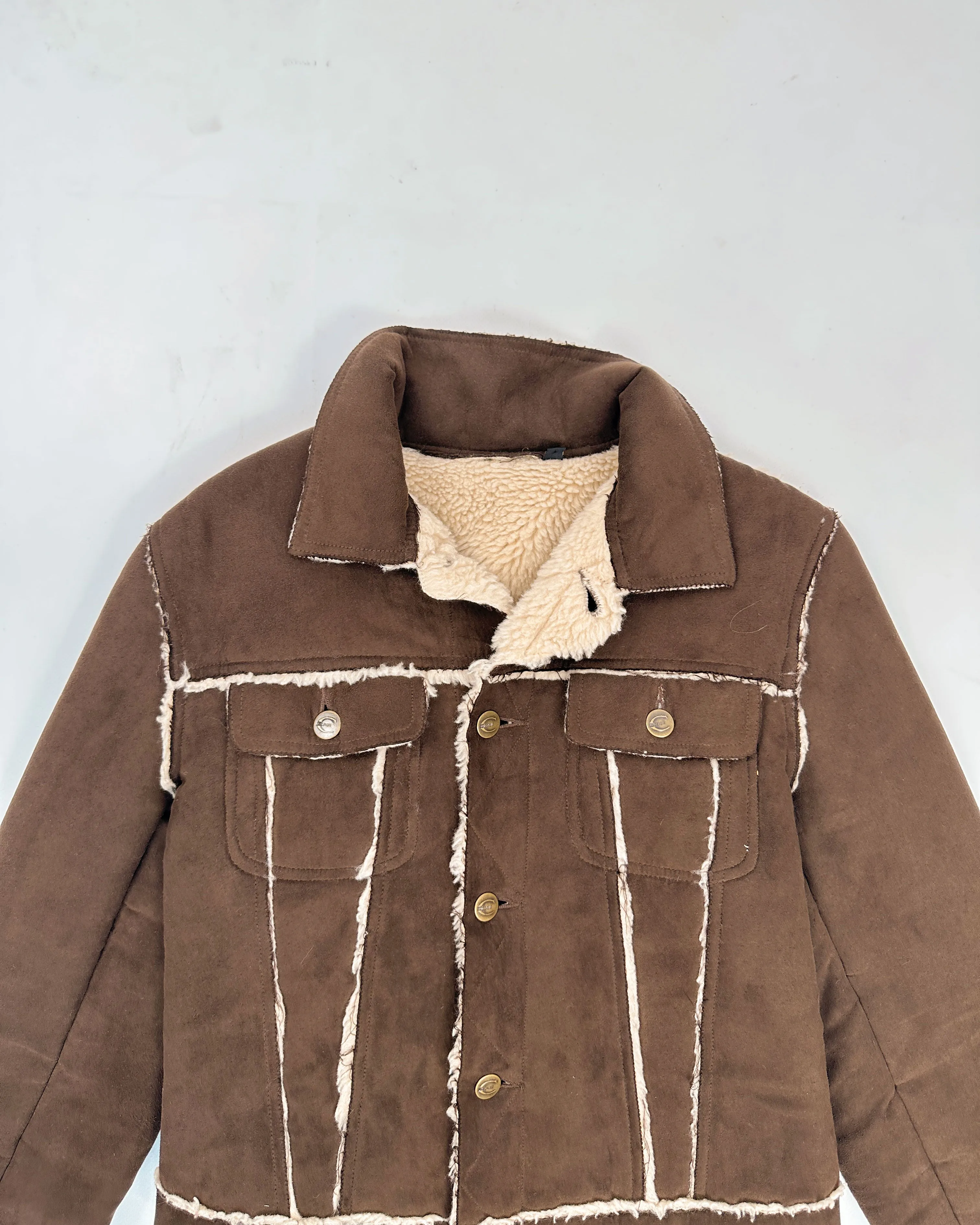 Roberto Cavalli Brown Distressed Sherpa Jacket 1990's