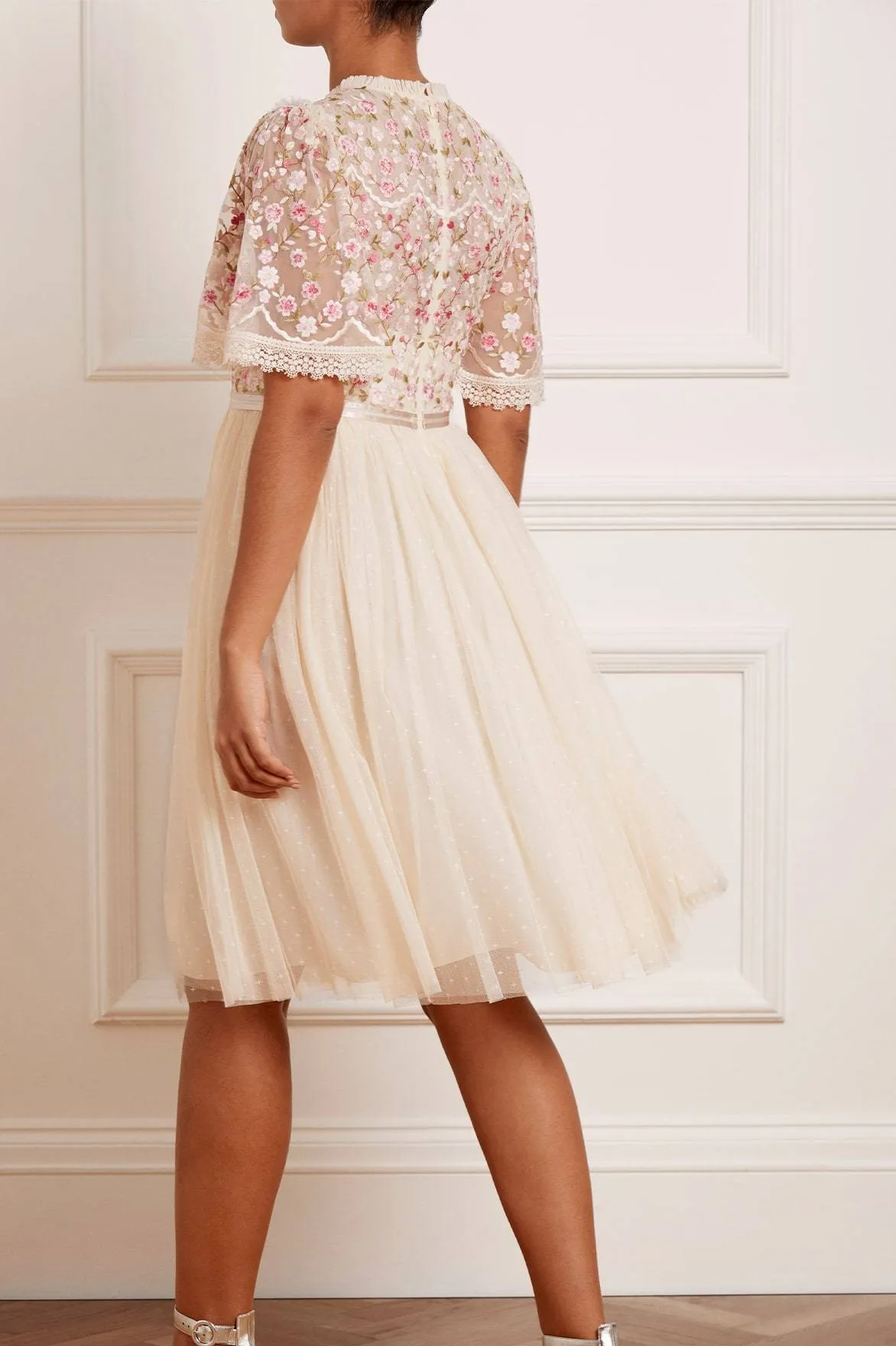 Rosie Lace Bodice Short Sleeve Midi Dress