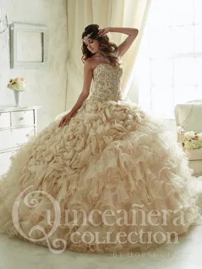 Ruffled Strapless Quinceanera Dress by House of Wu 26816