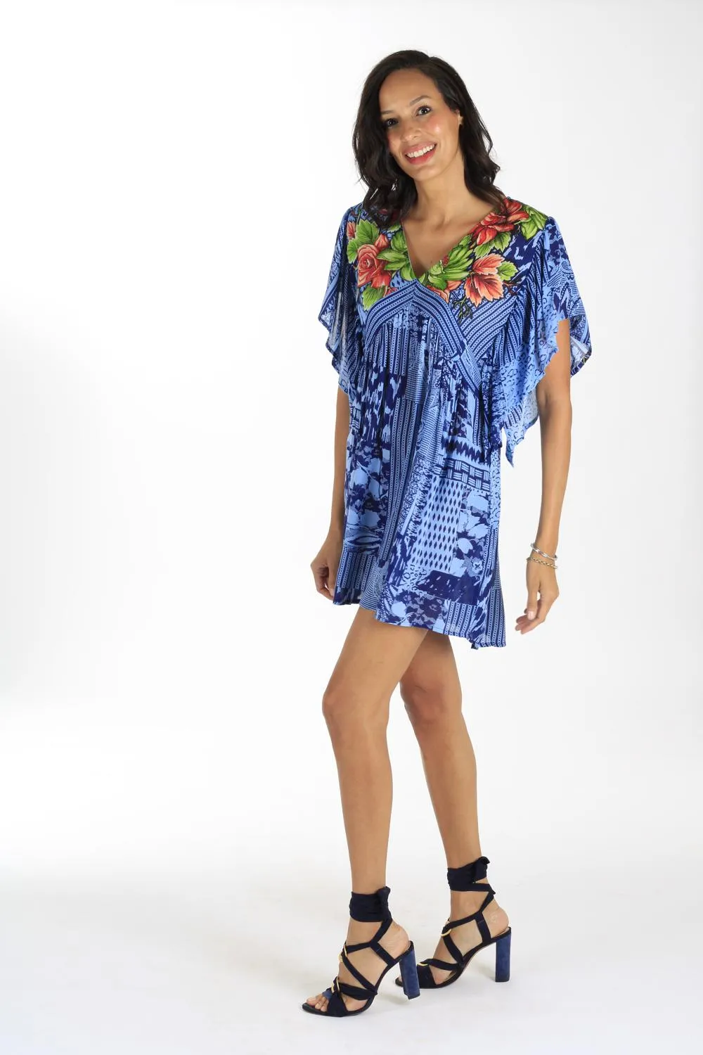 SLAYING TUNIC IN INDIGO BLUISH PRINT