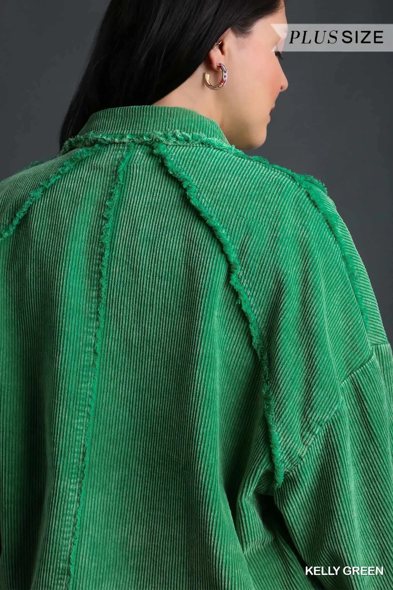 So Gorgeous Raw Hem Shacket - Kelley Green *Regular & Curvy*