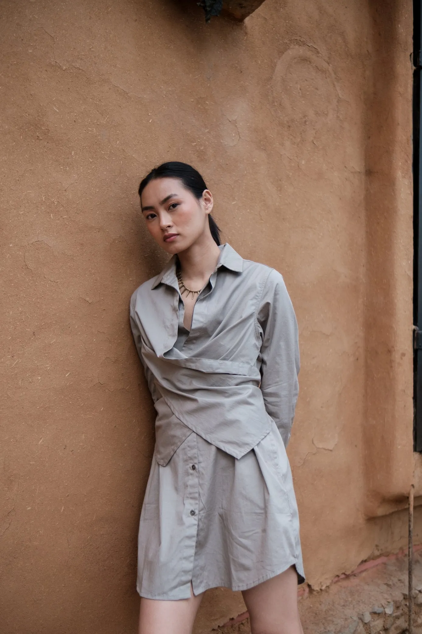 The Terra Tribe Grey Seattle Wrap Shirt Dress