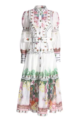 Tropical Floral Puffy Sleeve Button Up Belted Tier Beach Vacation Maxi Dress Tropical Floral Puffy Sleeve Button Up Belted Tier Beach Vacation Maxi Dress