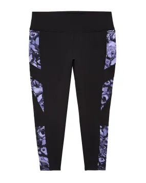 Vandalia 7/8 Tights with Contrast Side Print | Black / Lilac