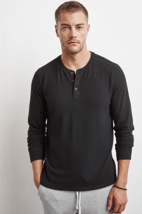 Velvet Men's Faust01 Cozy Jersey Henley -  Black