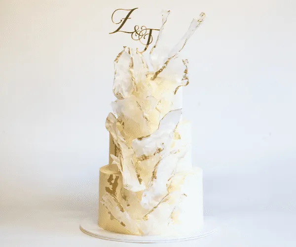 White and Gold Wedding Cake