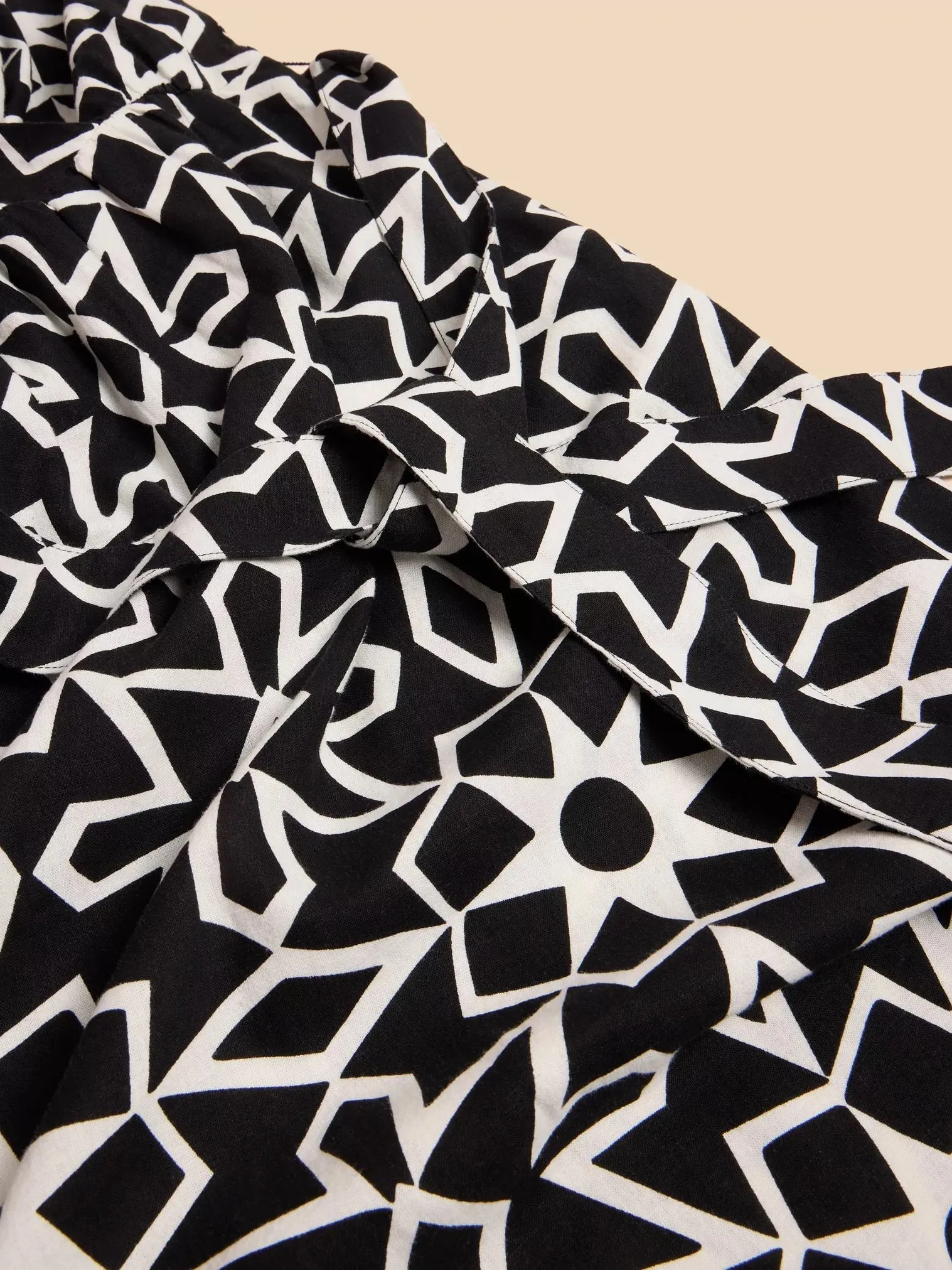 White Stuff Sophie Linen Blend Wrap Dress Black Print
