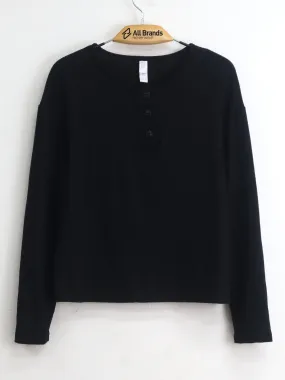 Women's Plain Sleepwear Top,Black Women's Plain Sleepwear Top,Black