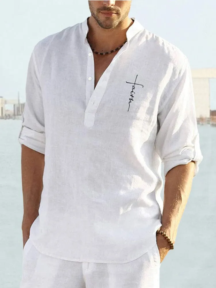 Words Long Sleeve Casual Shirt