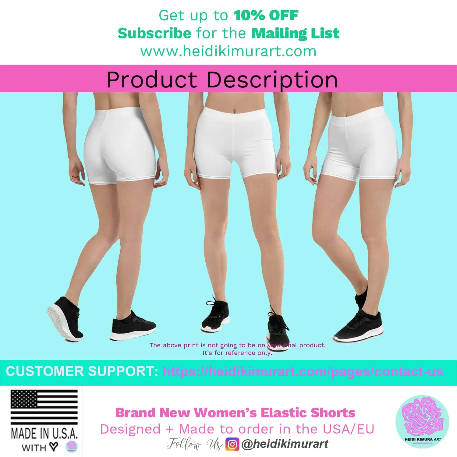 Yellow Solid Color Women's Shorts, Elastic Solid Color Ladies' Gym Tights-Made in USA/EU/MX